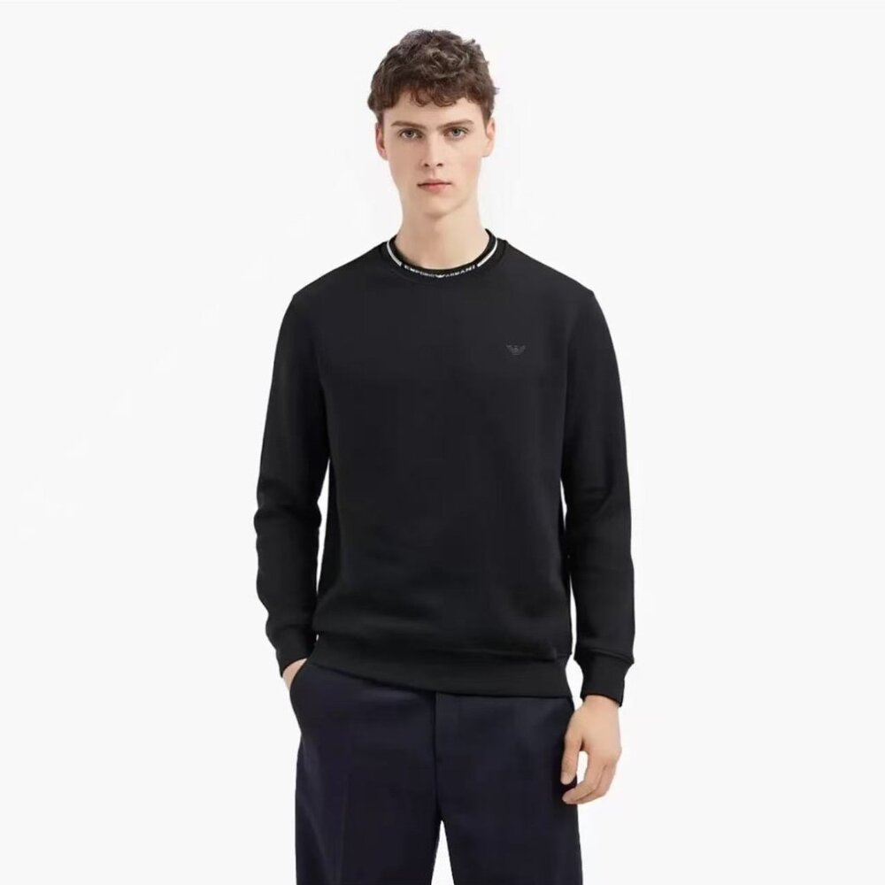 Emporio Armani Men's Double Jersey Sweatshirt with Logo Embroidery